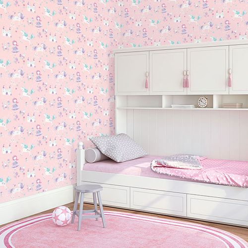 papel-de-parede-princesa-castelo-coelho-unicornio