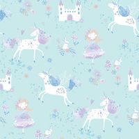 papel-de-parede-princesa-castelo-coelho-unicornio-verde