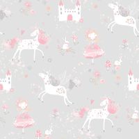 papel-de-parede-princesa-castelo-coelho-unicornio-cinza